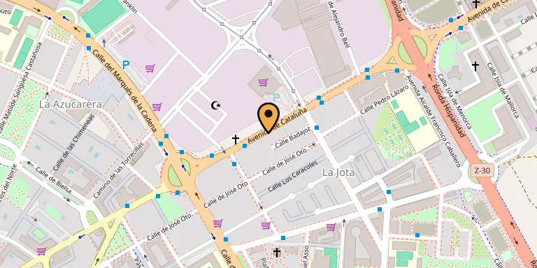 Plano de la ubicación del Dojo Dento Ryu, en Av. Cataluña 108, Zaragoza